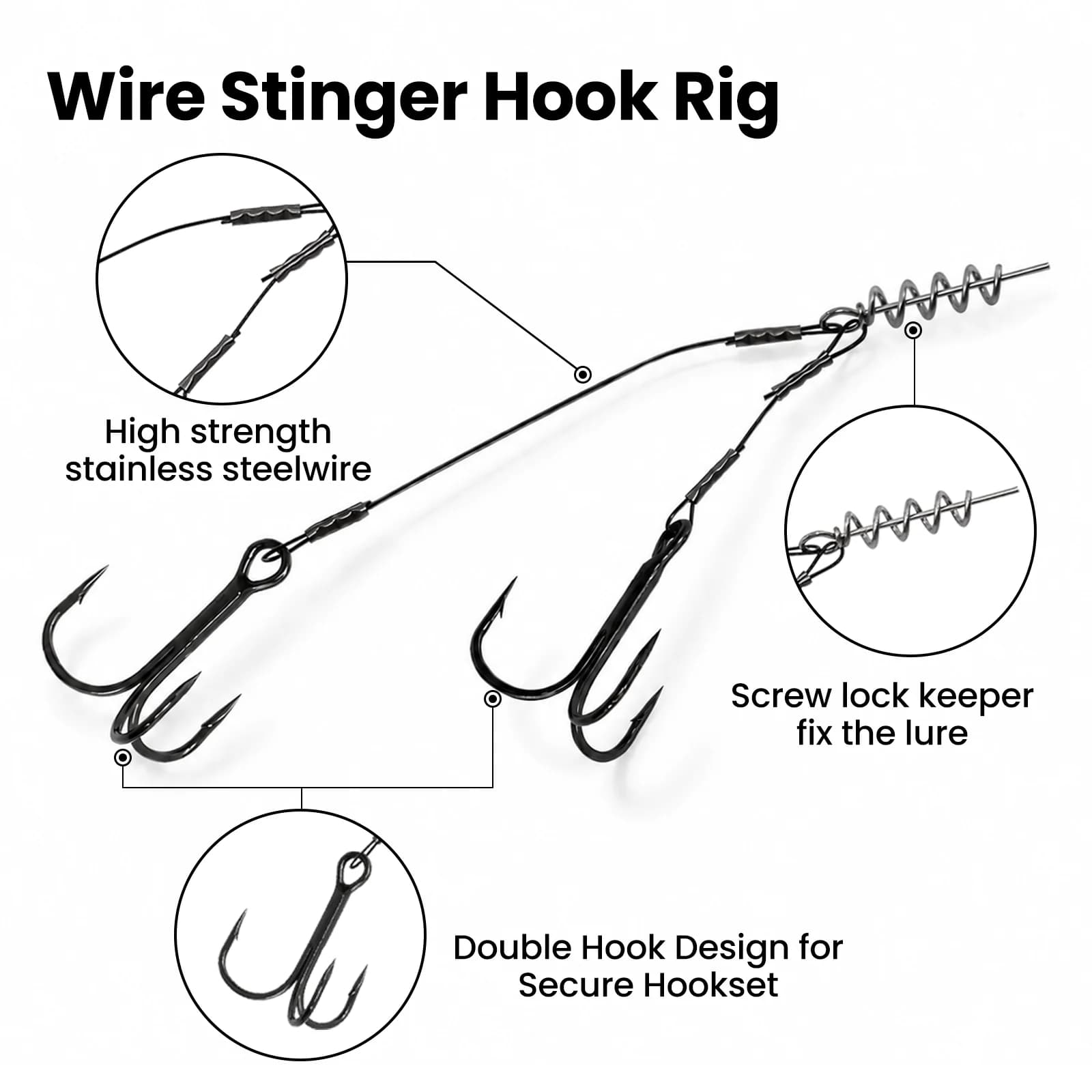 Lưỡi câu ba chấu Pike Stinger Rig cho mồi mềm