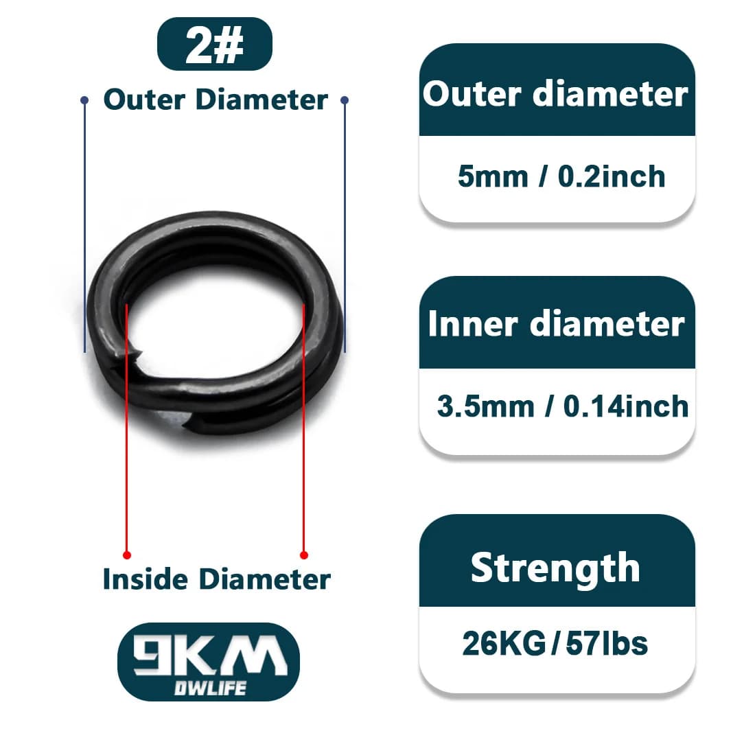 Vòng chia đôi (Split Ring) bằng thép không gỉ màu đen cho mồi