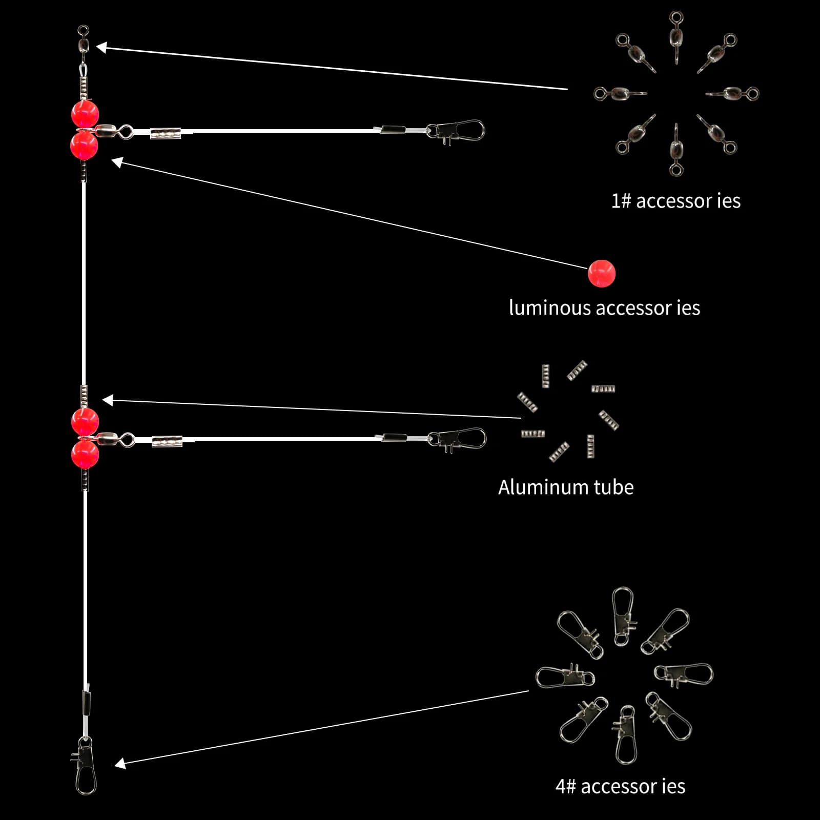Bộ 6pcs Rig nối lưỡi xoay 3 chiều