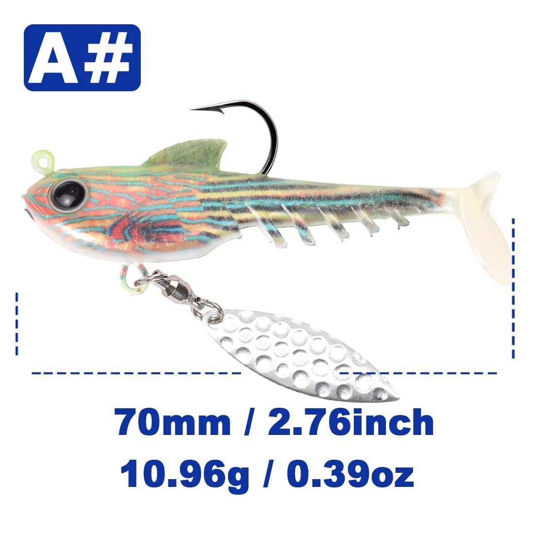 Lure nhựa mềm swimbait đầu jig kèm lưỡi xoay